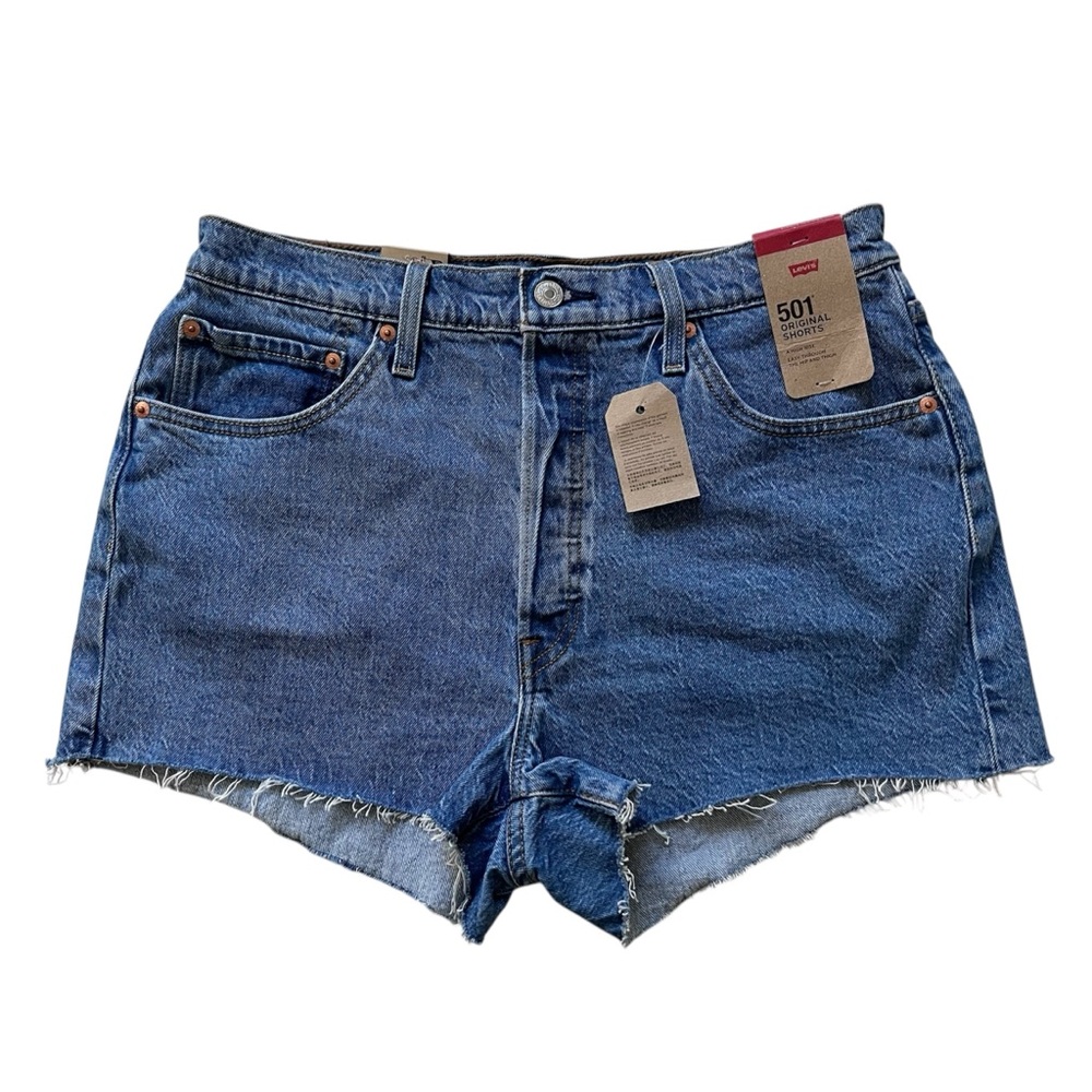 Levi's 501 Women's Distressed Cut-Off Shorts with Raw Hem Button Fly Size 33 NWT